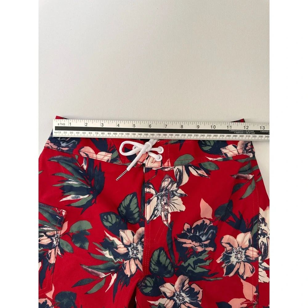 Volcom Kids Red Floral Tropical Board Shorts Swim Trunks Size 25 C0802304